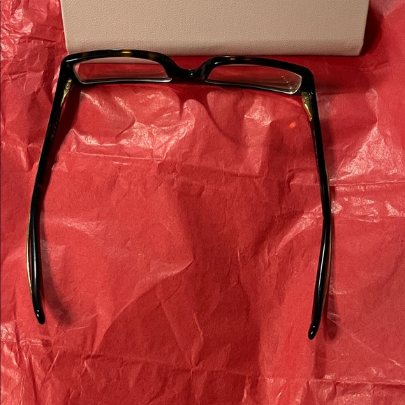 Prada Black Rectangular Women's Glasses with Gold Temples - Picture 6 of 16